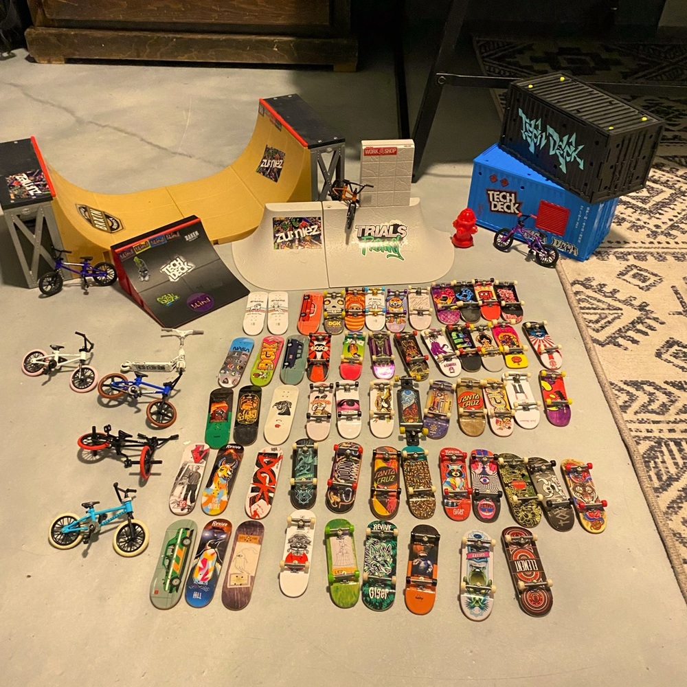 Tech decks BMX scooter and ramps